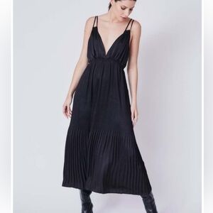 Elegant Deep V Black Maxi Dress